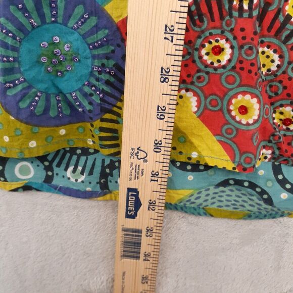 Lifestyle Woman Sz 3X BOHO Colorful Mixed Floral Beaded Cotton Tunic Blouse - Picture 5 of 7